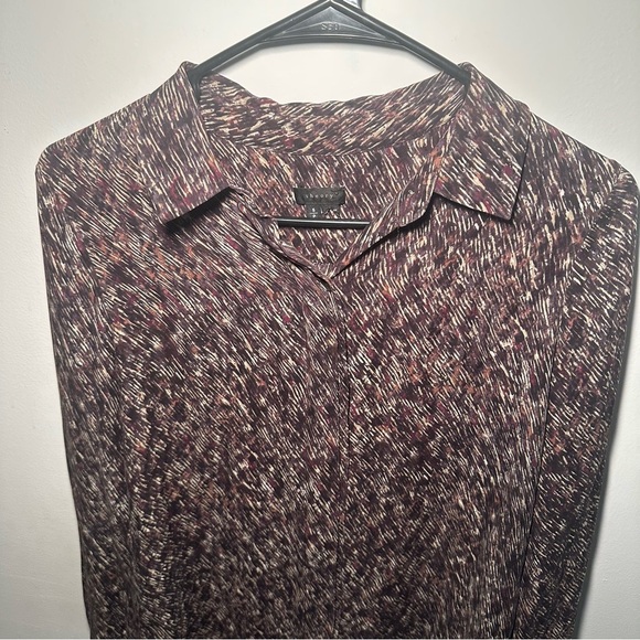 Theory Silk Sheer Button Up Abstract Print Blouse Size S | Minimalist Workwear - Picture 5 of 10